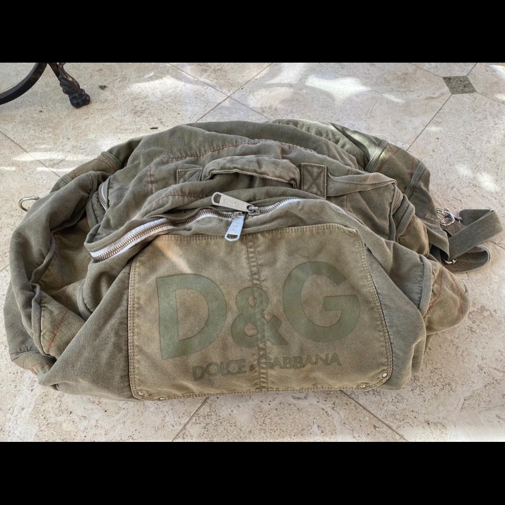 Dolce and Gabbana army green duffel bag